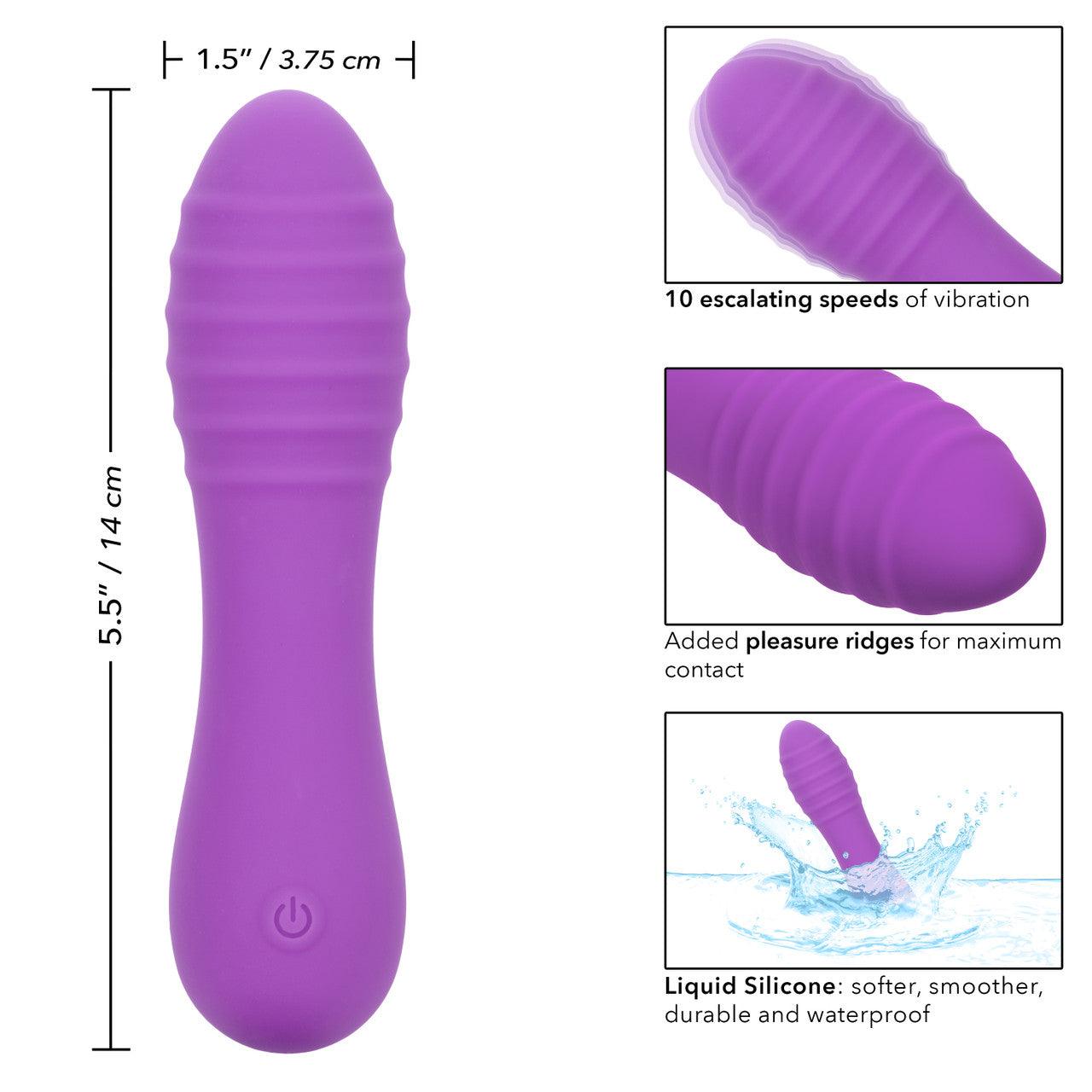 CalExotics Bliss Liquid Silicone Ripple Rechargeable Vibrator with Clitoral Stimulator - Buy At Luxury Toy X - Free 3-Day Shipping
