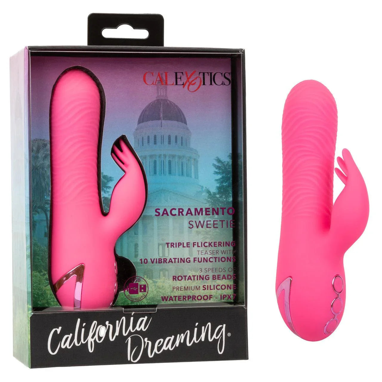 Calexotics California Dreaming Sacramento Sweetie Rechargeable Silicone Dual Vibrator - Buy At Luxury Toy X - Free 3-Day Shipping