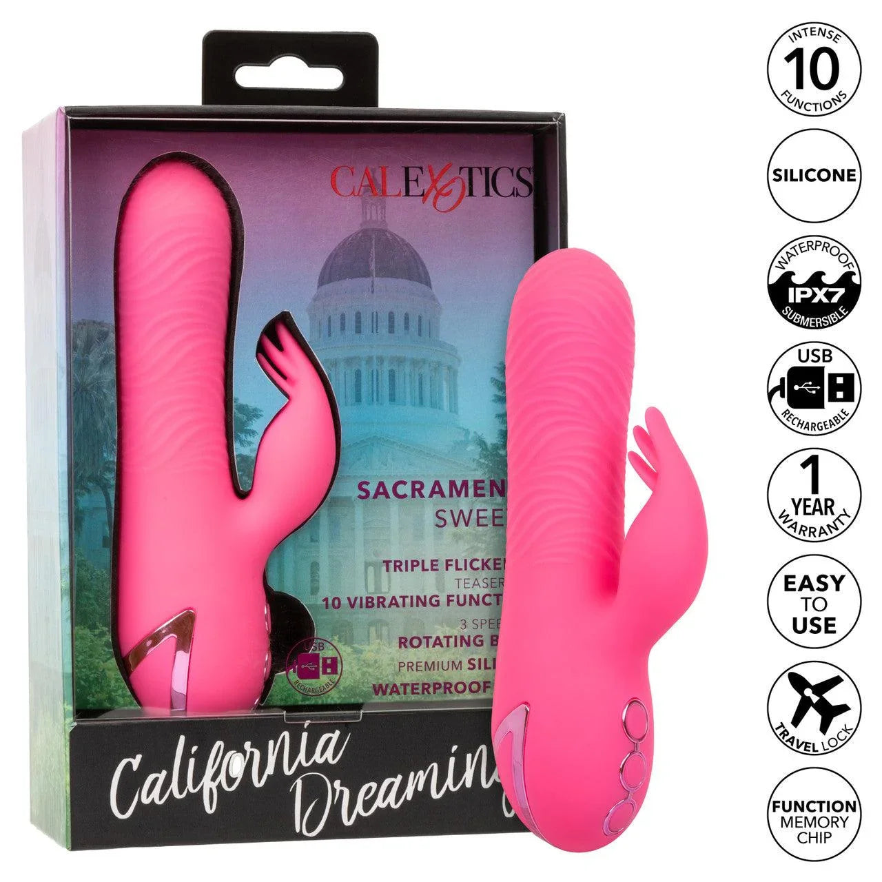Calexotics California Dreaming Sacramento Sweetie Rechargeable Silicone Dual Vibrator - Buy At Luxury Toy X - Free 3-Day Shipping