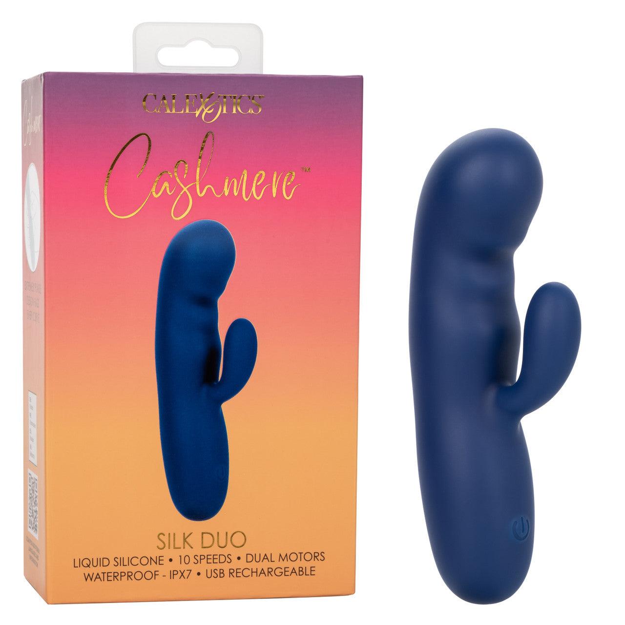 CalExotics Cashmere Silk Duo Rechargeable Silicone Rabbit Vibrator - Buy At Luxury Toy X - Free 3-Day Shipping