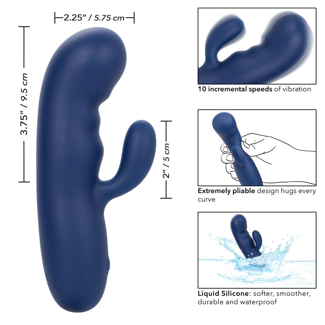 CalExotics Cashmere Silk Duo Rechargeable Silicone Rabbit Vibrator - Buy At Luxury Toy X - Free 3-Day Shipping