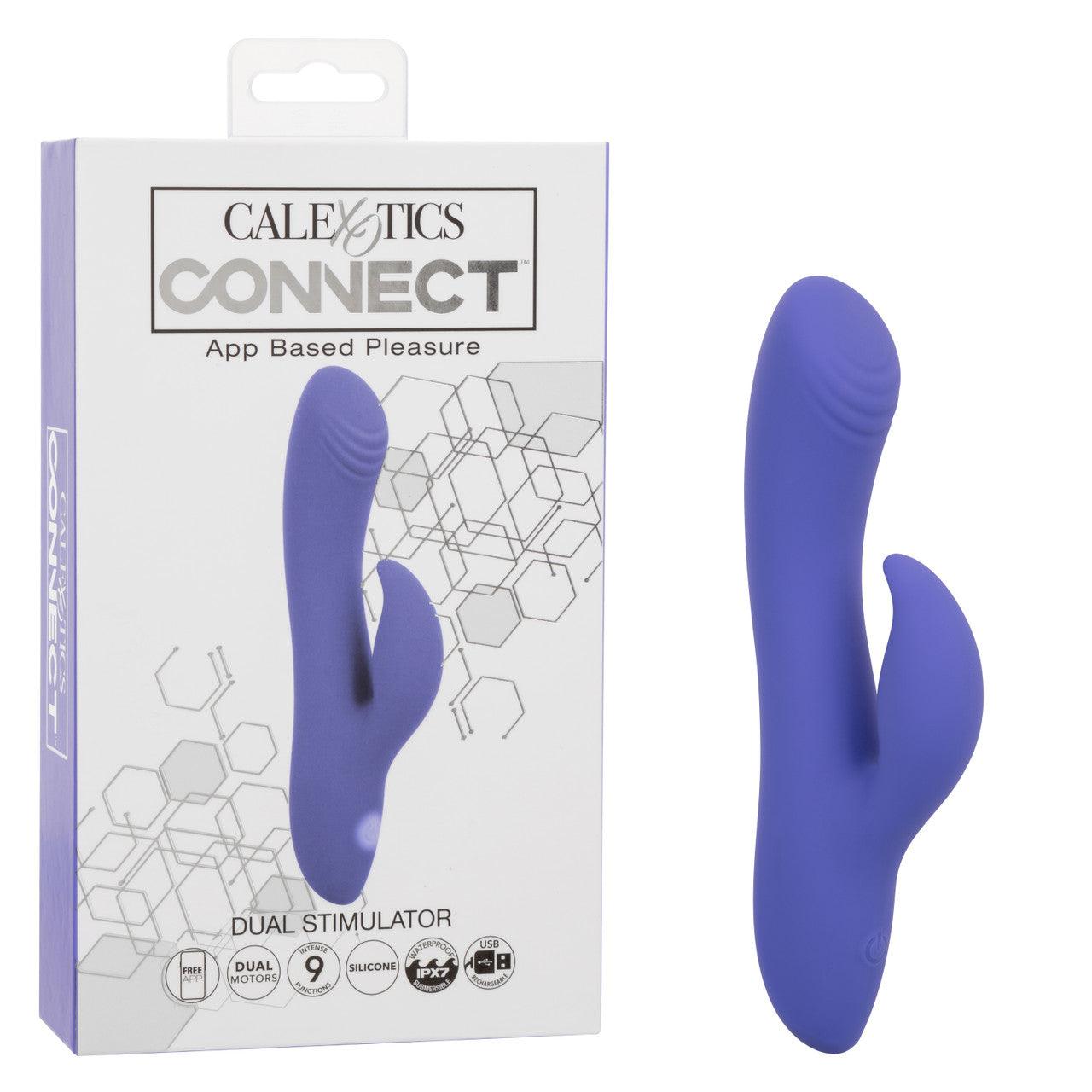 CalExotics Connect Dual Stimulator Rechargeable Silicone App Compatible Dual Vibrator with Remote - Buy At Luxury Toy X - Free 3-Day Shipping