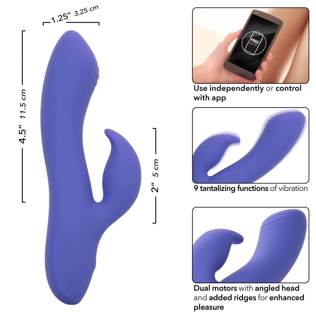 CalExotics Connect Dual Stimulator Rechargeable Silicone App Compatible Dual Vibrator with Remote - Buy At Luxury Toy X - Free 3-Day Shipping