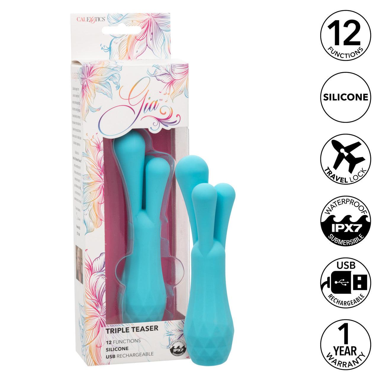 CalExotics Gia Triple Teaser Silicone Rechargeable Vibrator - Buy At Luxury Toy X - Free 3-Day Shipping