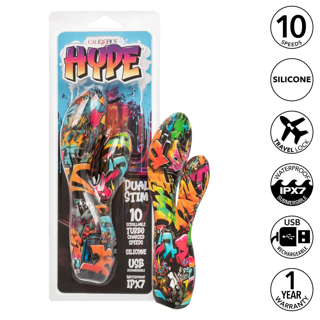 CalExotics Hype Dual Stim Rechargeable Silicone Rabbit Vibrator - Buy At Luxury Toy X - Free 3-Day Shipping