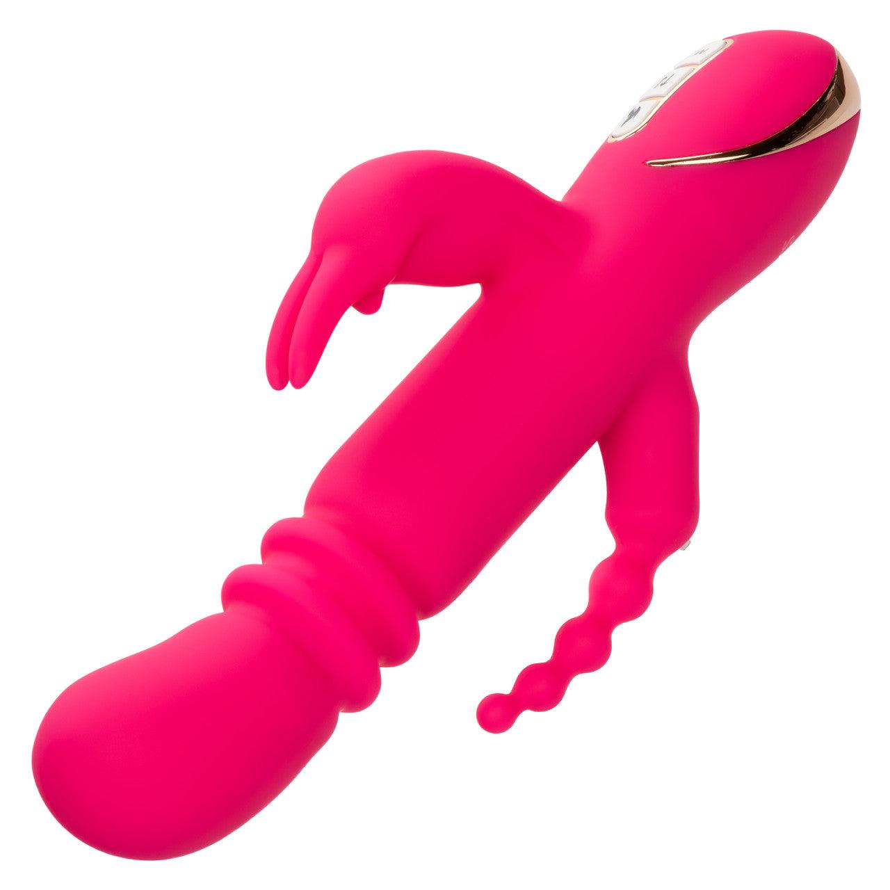 CalExotics Jack Rabbit Signature Heated Rechargeable Silicone Triple Fantasy Rabbit Vibrator - Buy At Luxury Toy X - Free 3-Day Shipping