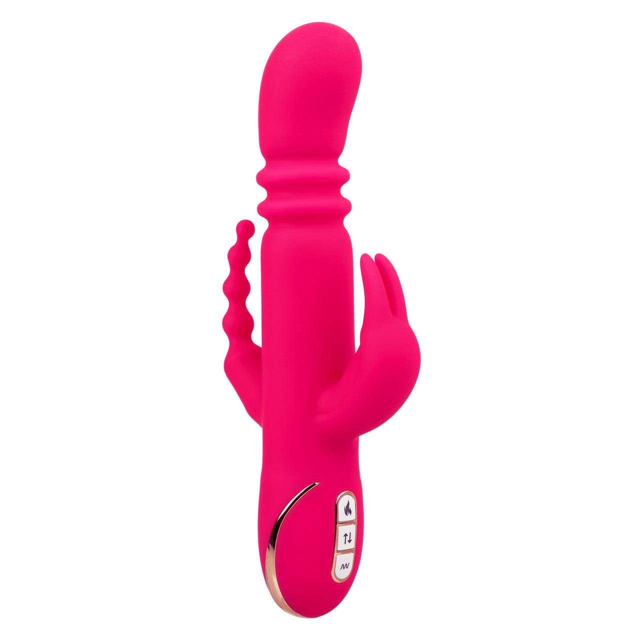 CalExotics Jack Rabbit Signature Heated Rechargeable Silicone Triple Fantasy Rabbit Vibrator - Buy At Luxury Toy X - Free 3-Day Shipping