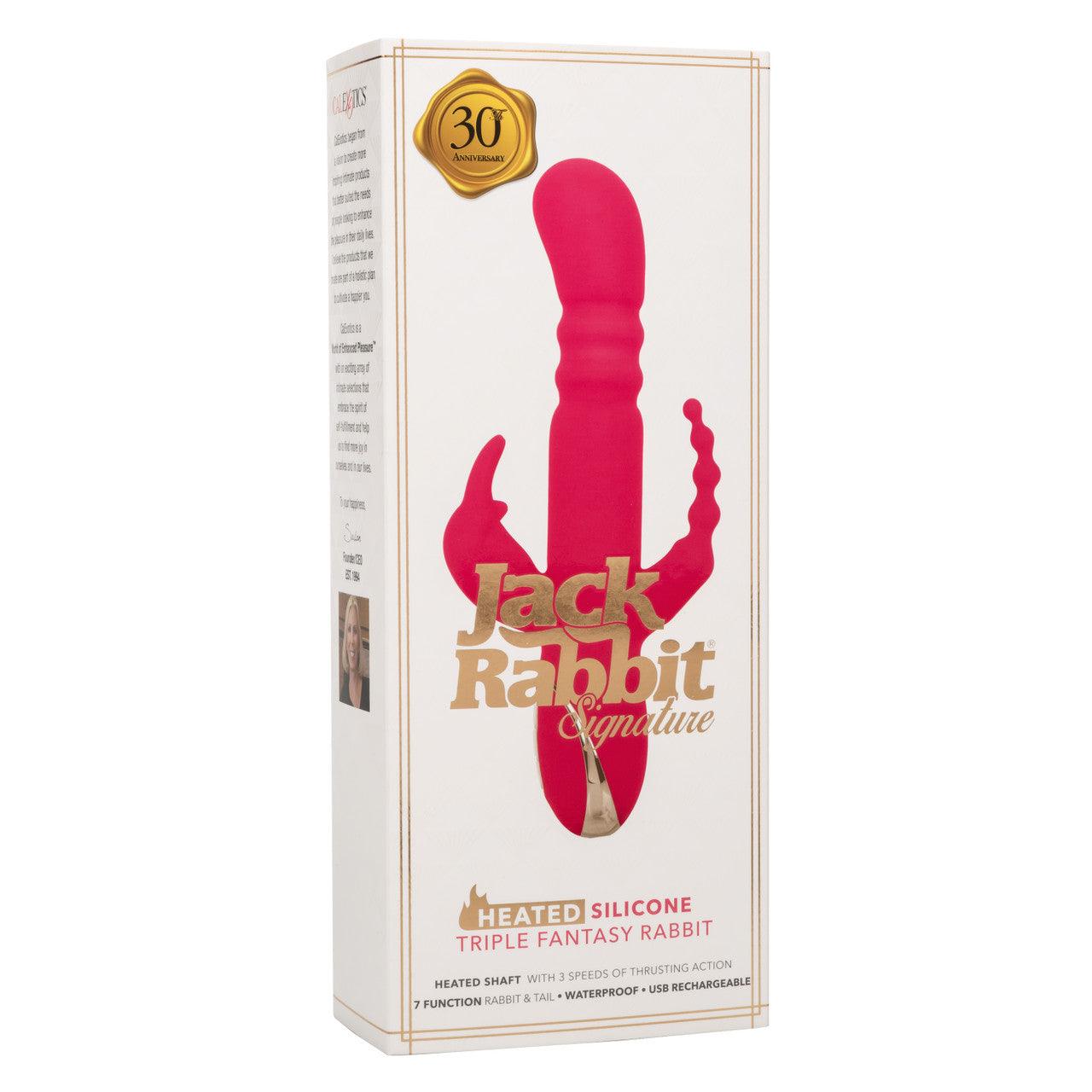 CalExotics Jack Rabbit Signature Heated Rechargeable Silicone Triple Fantasy Rabbit Vibrator - Buy At Luxury Toy X - Free 3-Day Shipping