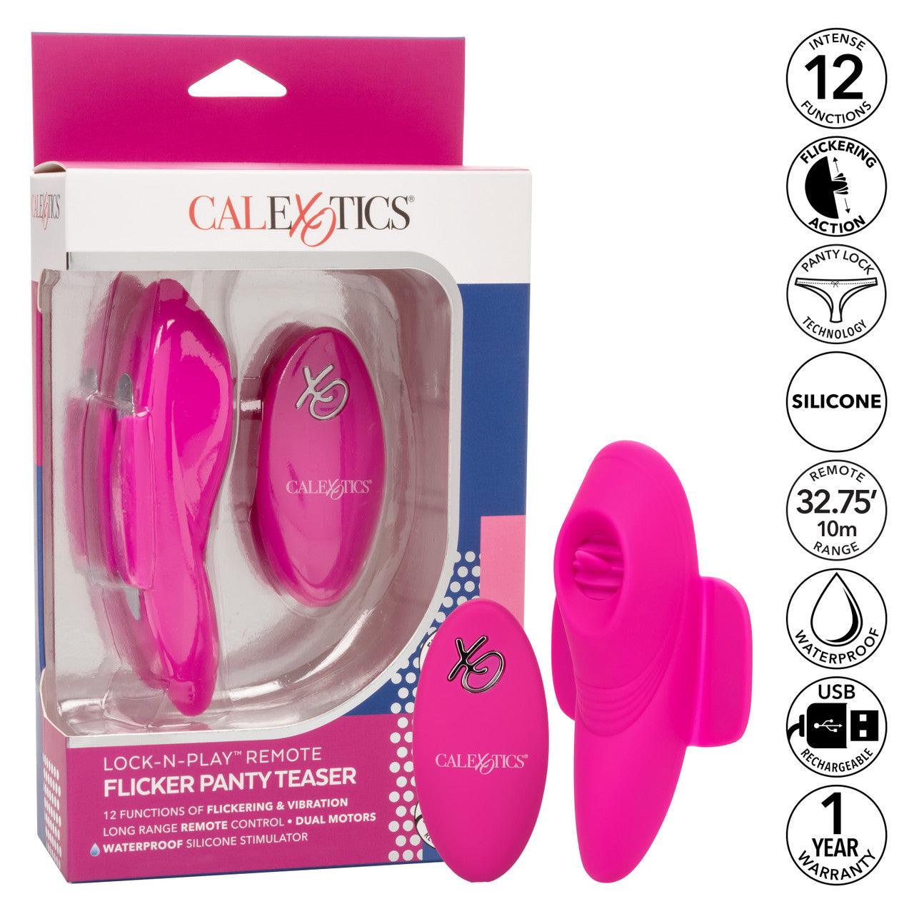 CalExotics Lock-N-Play Remote Flicker Rechargeable Silicone Panty Teaser Panty Vibe - Buy At Luxury Toy X - Free 3-Day Shipping