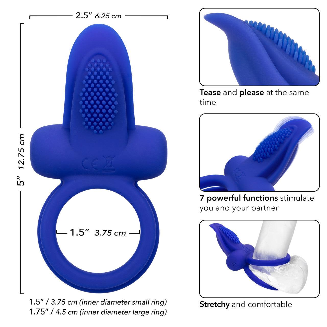 CalExotics Silicone Rechargeable Dual Pleasure Enhancer Cock Ring - Buy At Luxury Toy X - Free 3-Day Shipping