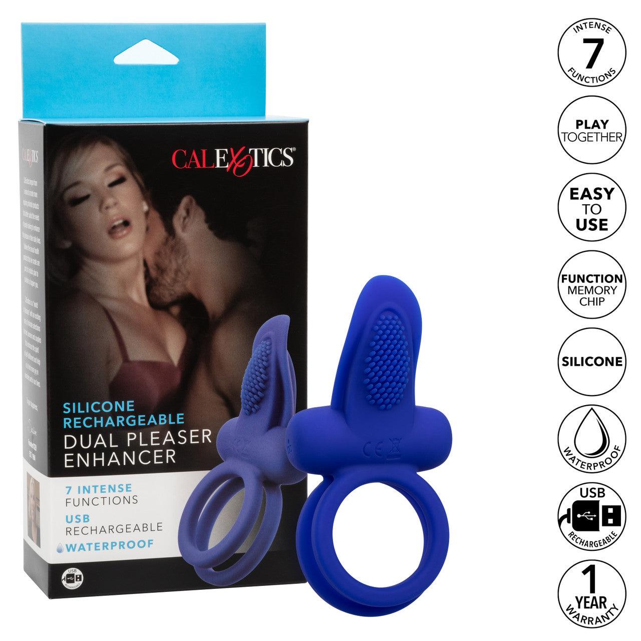 CalExotics Silicone Rechargeable Dual Pleasure Enhancer Cock Ring - Buy At Luxury Toy X - Free 3-Day Shipping