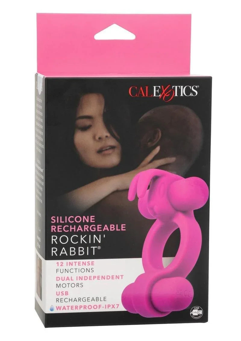 CalExotics Silicone Rechargeable Rockin' Rabbit Cock Ring - Buy At Luxury Toy X - Free 3-Day Shipping