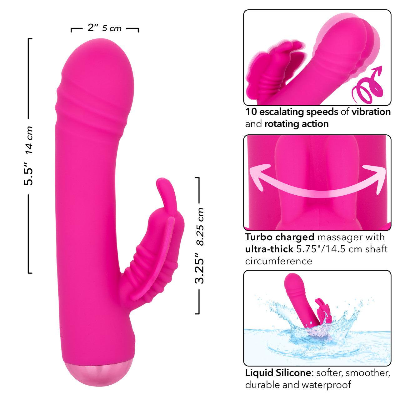 CalExotics Thicc Chubby Rotating Rechargeable Silicone Butterfly Rabbit Vibrator - Buy At Luxury Toy X - Free 3-Day Shipping