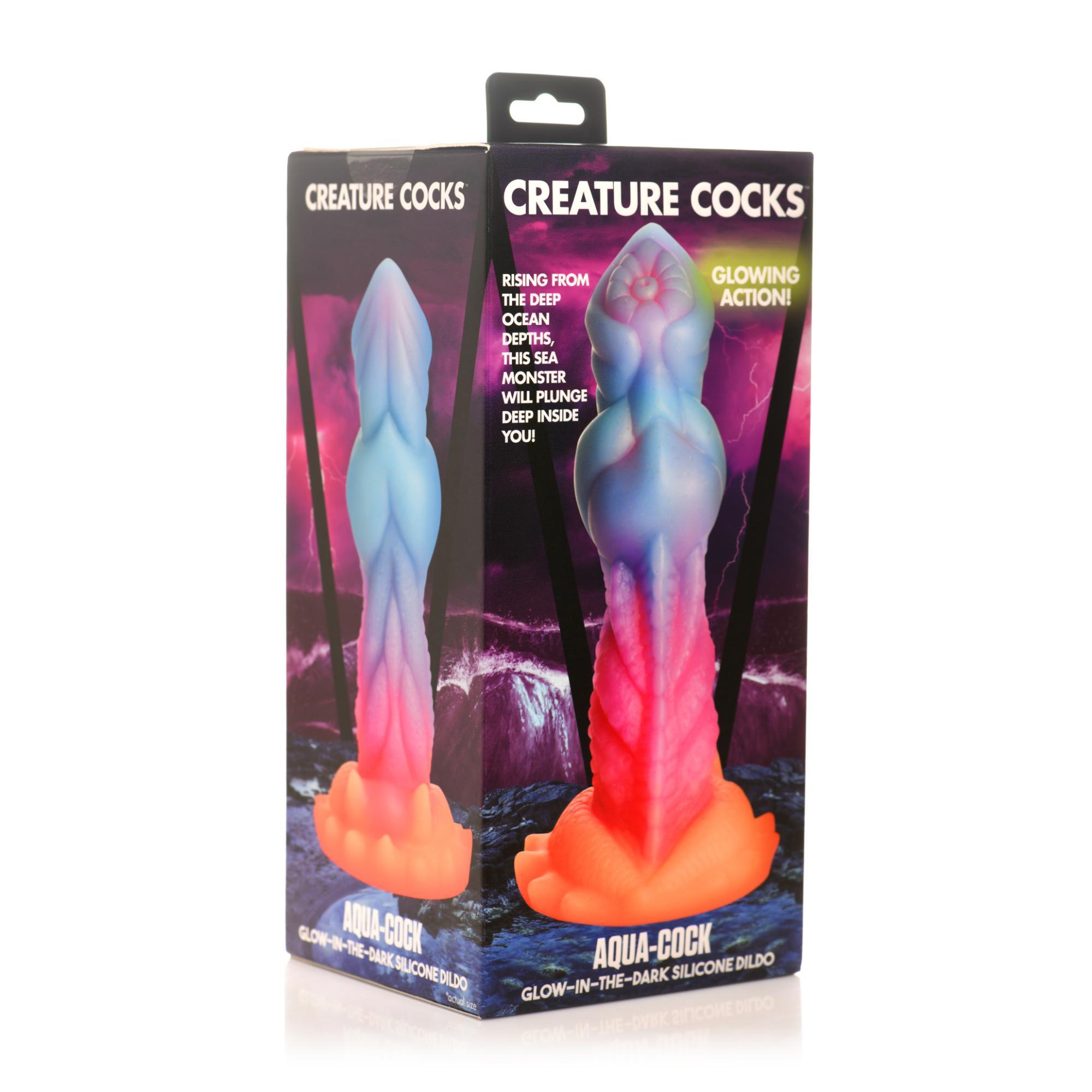 Creature Cocks Aqua-Cock Glow in the Dark Silicone Dildo - Buy At Luxury Toy X - Free 3-Day Shipping