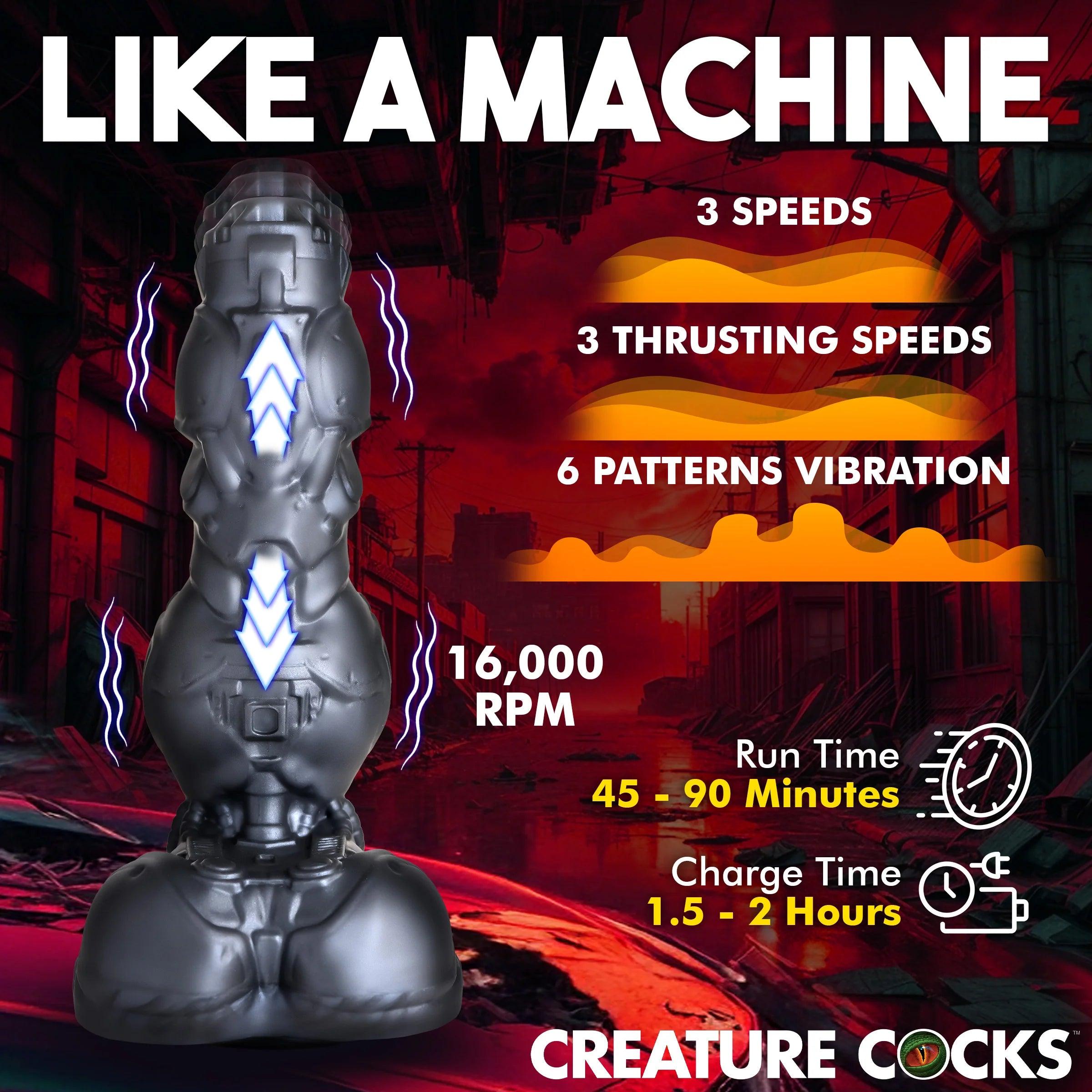 Creature Cocks Cyborg Cock Thrusting & Vibrating Silicone Dildo - Buy At Luxury Toy X - Free 3-Day Shipping