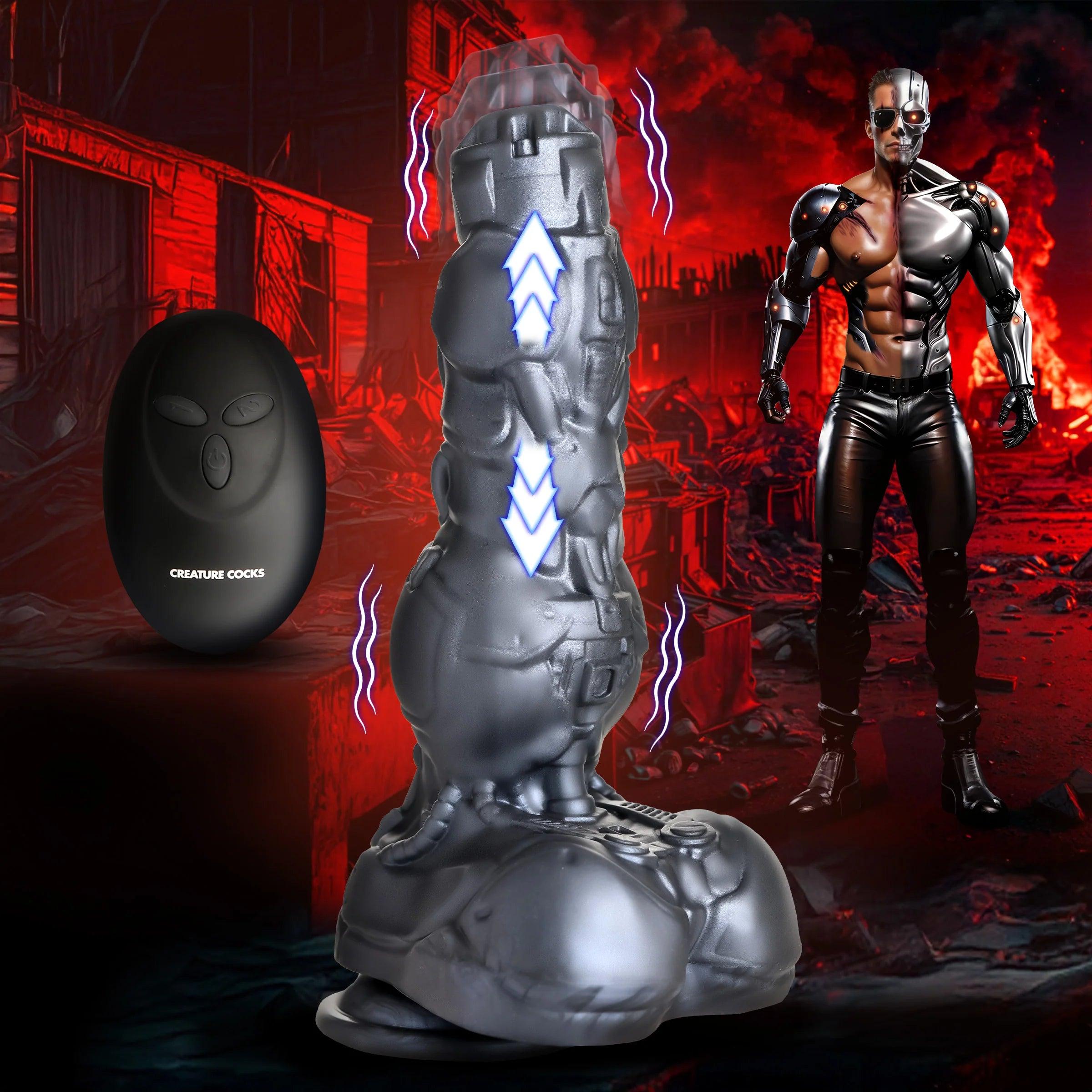 Creature Cocks Cyborg Cock Thrusting & Vibrating Silicone Dildo - Buy At Luxury Toy X - Free 3-Day Shipping