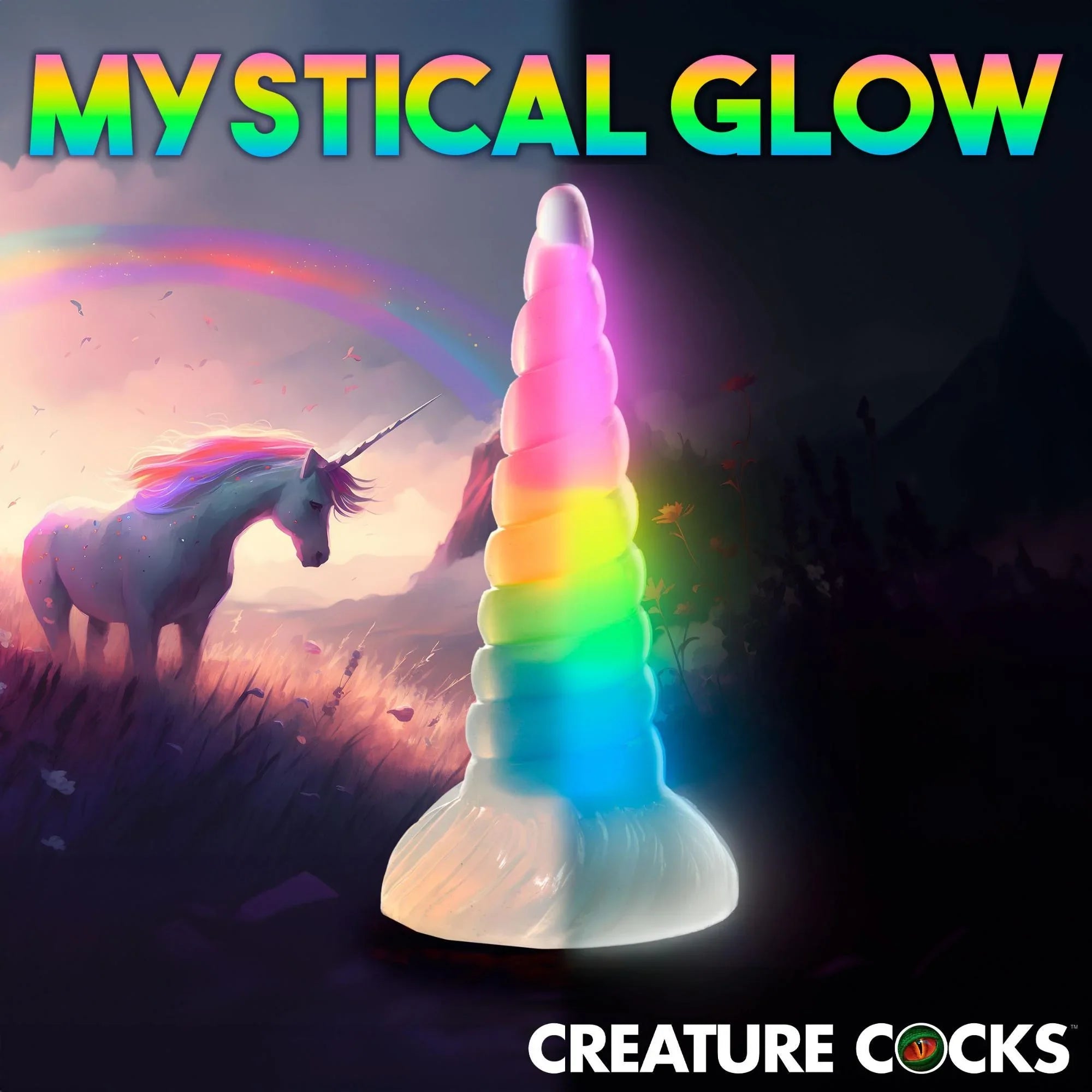 Creature Cocks Uni-Glow Glow-in-the-Dark Silicone Dildo - Buy At Luxury Toy X - Free 3-Day Shipping
