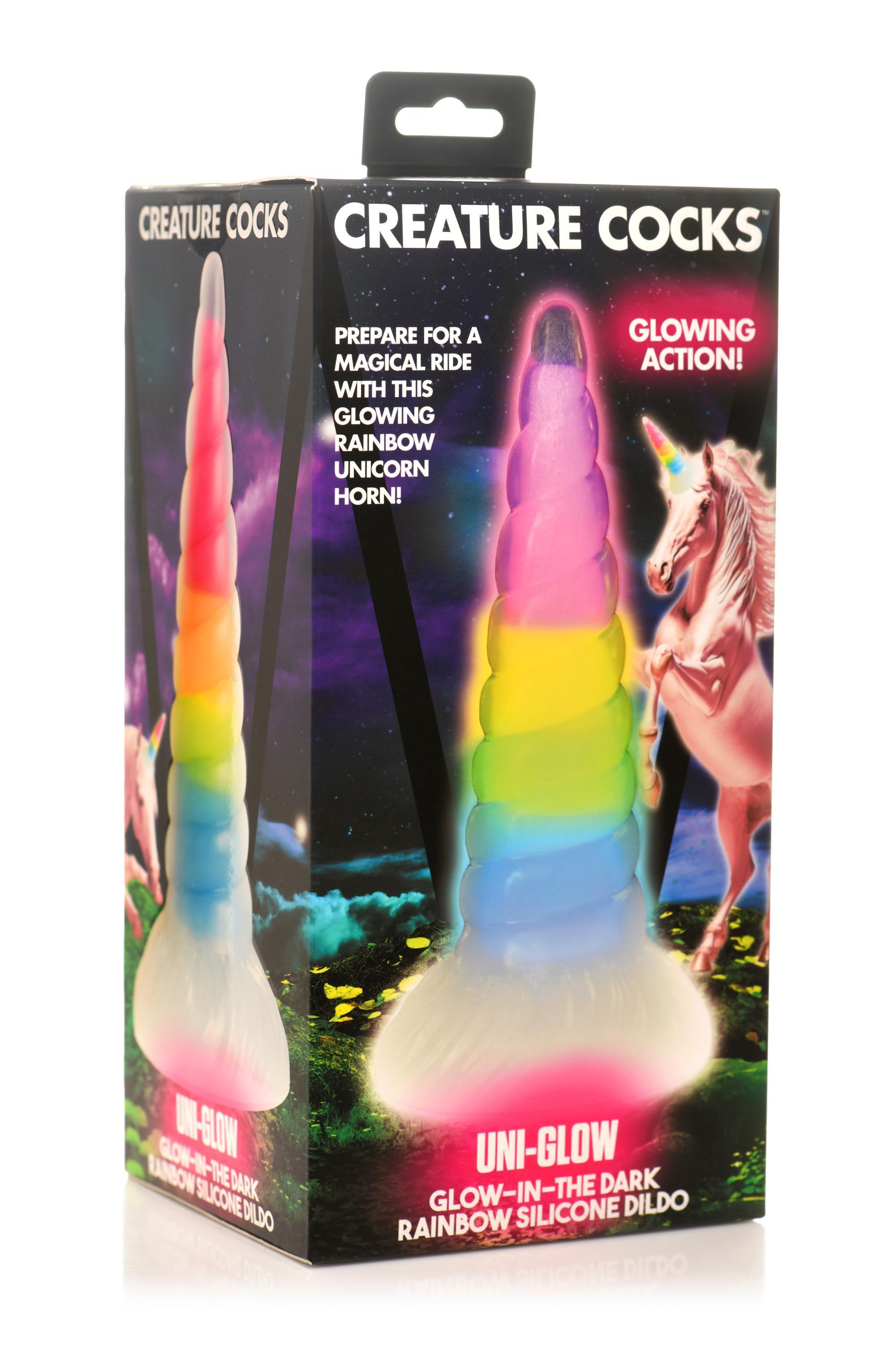 Creature Cocks Uni-Glow Glow-in-the-Dark Silicone Dildo - Buy At Luxury Toy X - Free 3-Day Shipping