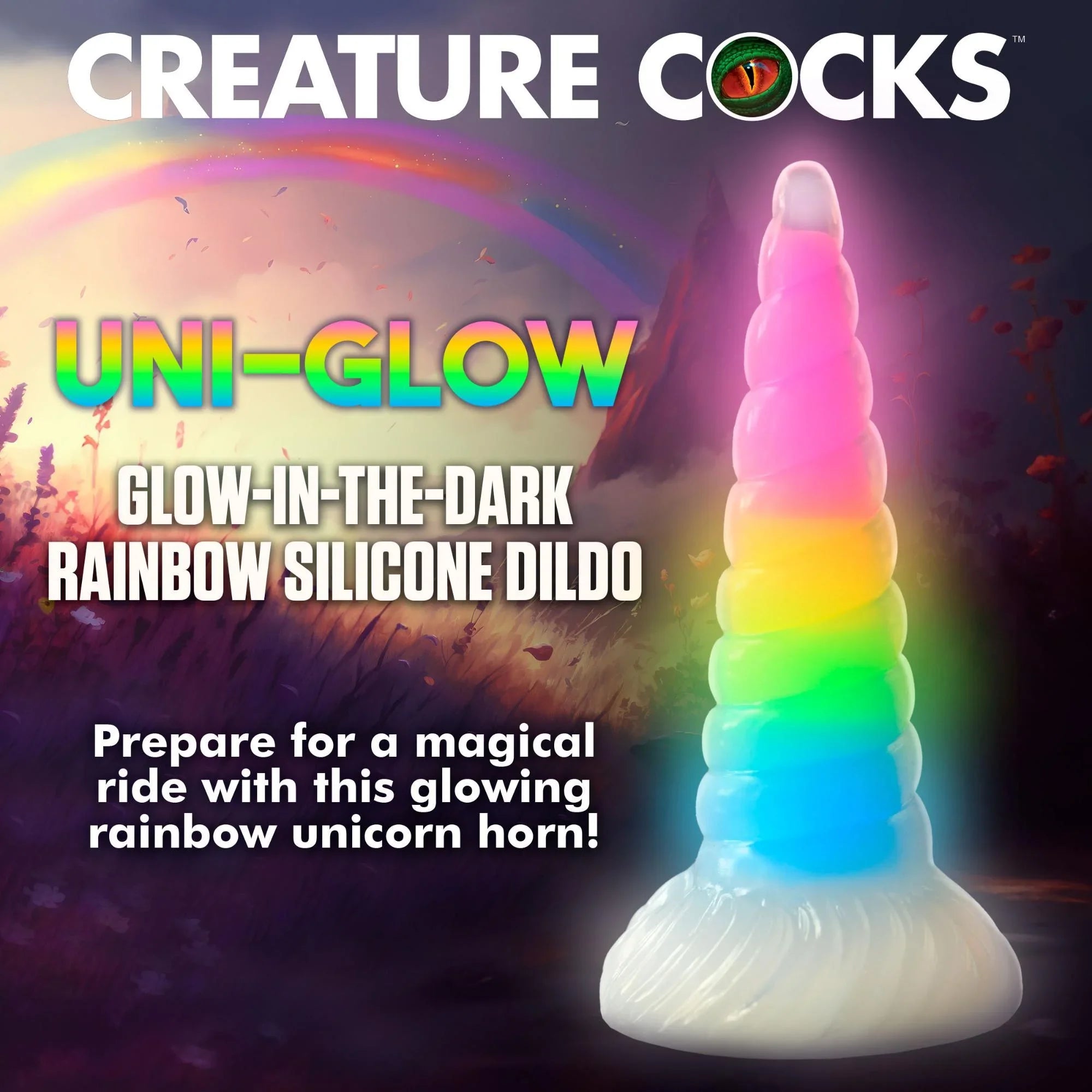 Creature Cocks Uni-Glow Glow-in-the-Dark Silicone Dildo - Buy At Luxury Toy X - Free 3-Day Shipping