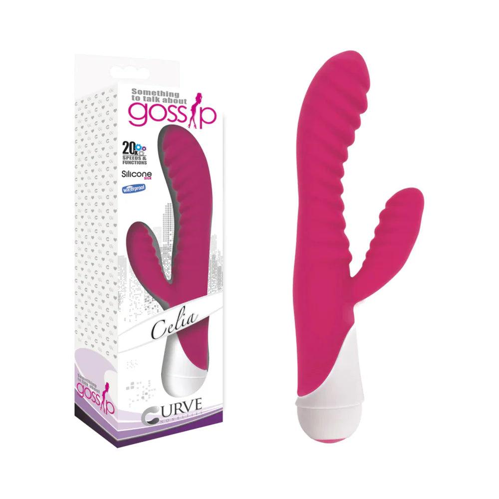 Curve Toys Gossip Celia Waterproof Ribbed Silicone Flexible Dual Stimulation Vibrator - Buy At Luxury Toy X - Free 3-Day Shipping