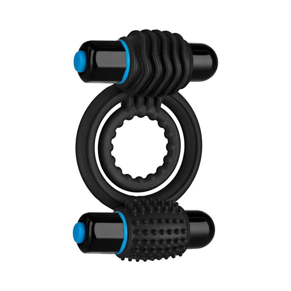 Doc Johnson OptiMALE Silicone Vibrating Double Cock Ring with Dual Bullets - Buy At Luxury Toy X - Free 3-Day Shipping