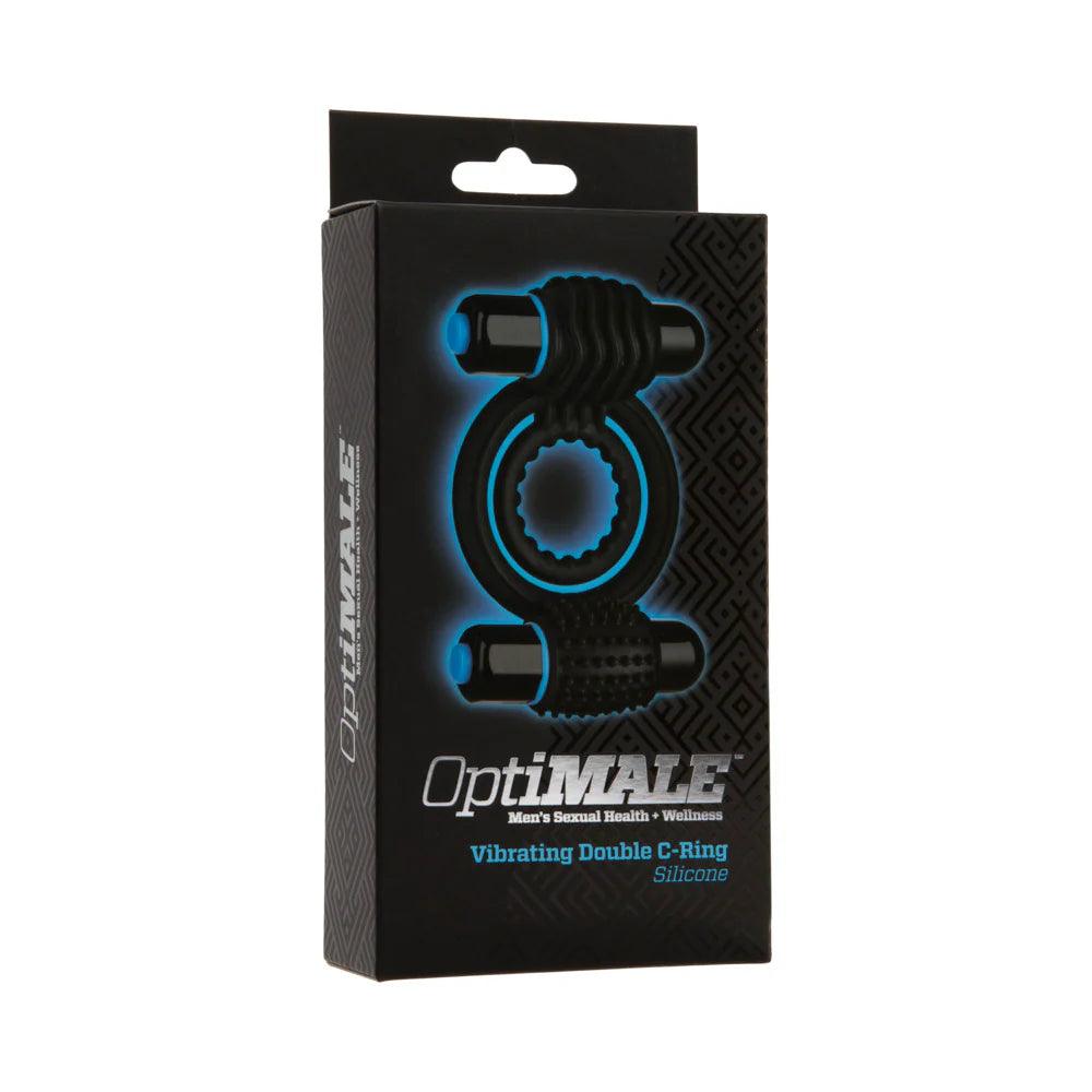 Doc Johnson OptiMALE Silicone Vibrating Double Cock Ring with Dual Bullets - Buy At Luxury Toy X - Free 3-Day Shipping
