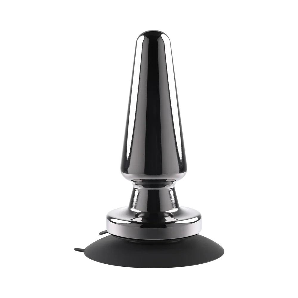 Evolved Advanced Metal Plug Rechargeable Vibrating Chrome Anal Plug with Suction Cup Base - Buy At Luxury Toy X - Free 3-Day Shipping