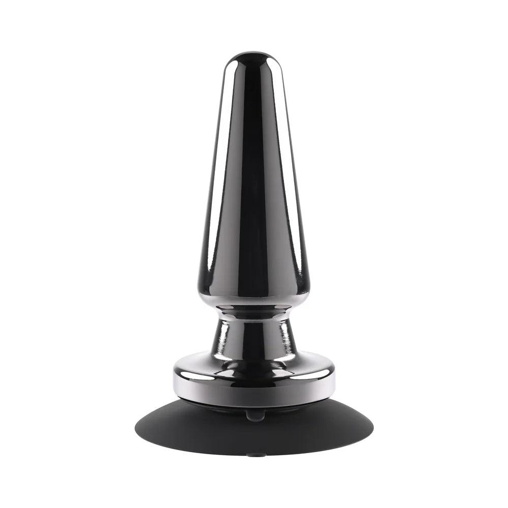 Evolved Advanced Metal Plug Rechargeable Vibrating Chrome Anal Plug with Suction Cup Base - Buy At Luxury Toy X - Free 3-Day Shipping