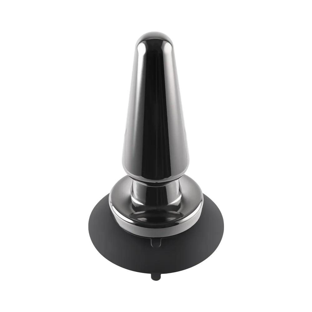 Evolved Advanced Metal Plug Rechargeable Vibrating Chrome Anal Plug with Suction Cup Base - Buy At Luxury Toy X - Free 3-Day Shipping