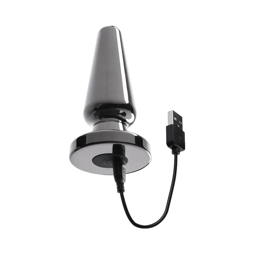 Evolved Advanced Metal Plug Rechargeable Vibrating Chrome Anal Plug with Suction Cup Base - Buy At Luxury Toy X - Free 3-Day Shipping