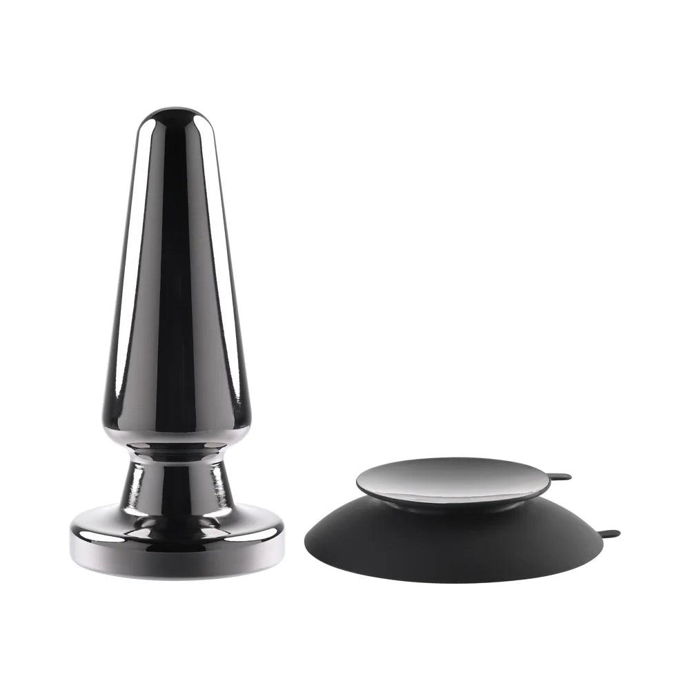 Evolved Advanced Metal Plug Rechargeable Vibrating Chrome Anal Plug with Suction Cup Base - Buy At Luxury Toy X - Free 3-Day Shipping