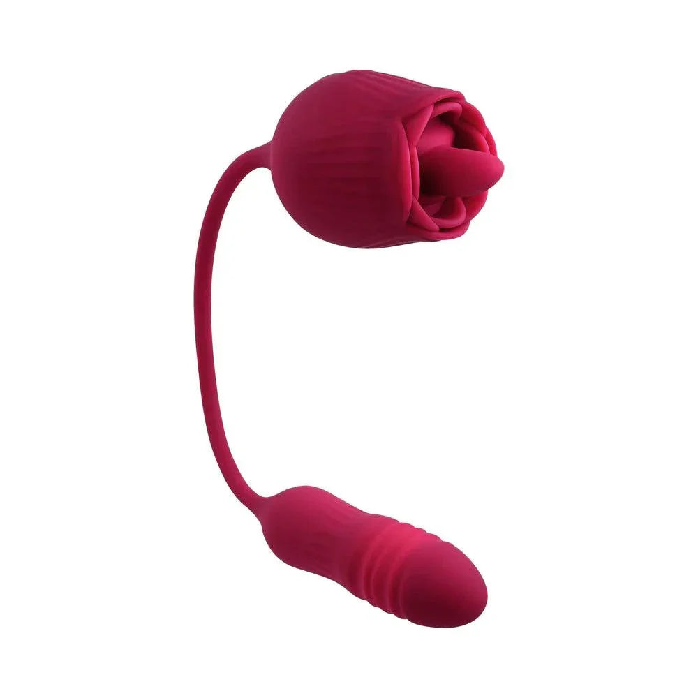 Evolved Wild Rose Rechargeable Dual-Ended Silicone Thrusting Egg & Flicking Tongue Vibrator - Buy At Luxury Toy X - Free 3-Day Shipping