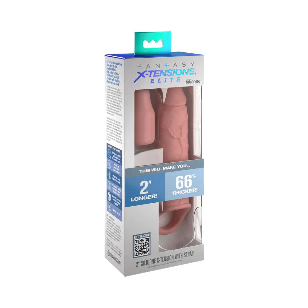 Fantasy X-tensions Elite 6 in. Silicone Extension with Strap & 2 in. Extender Beige - Buy At Luxury Toy X - Free 3-Day Shipping