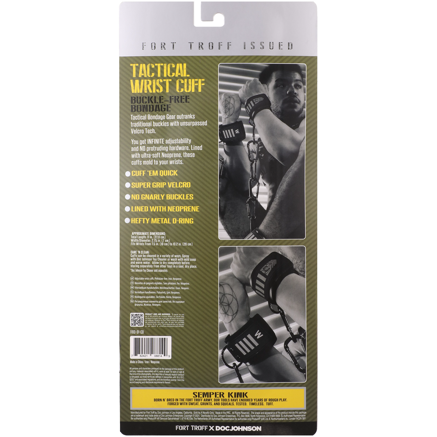 Fort Troff Tactical Wrist Cuffs - Packaged Image (Rear Facing)