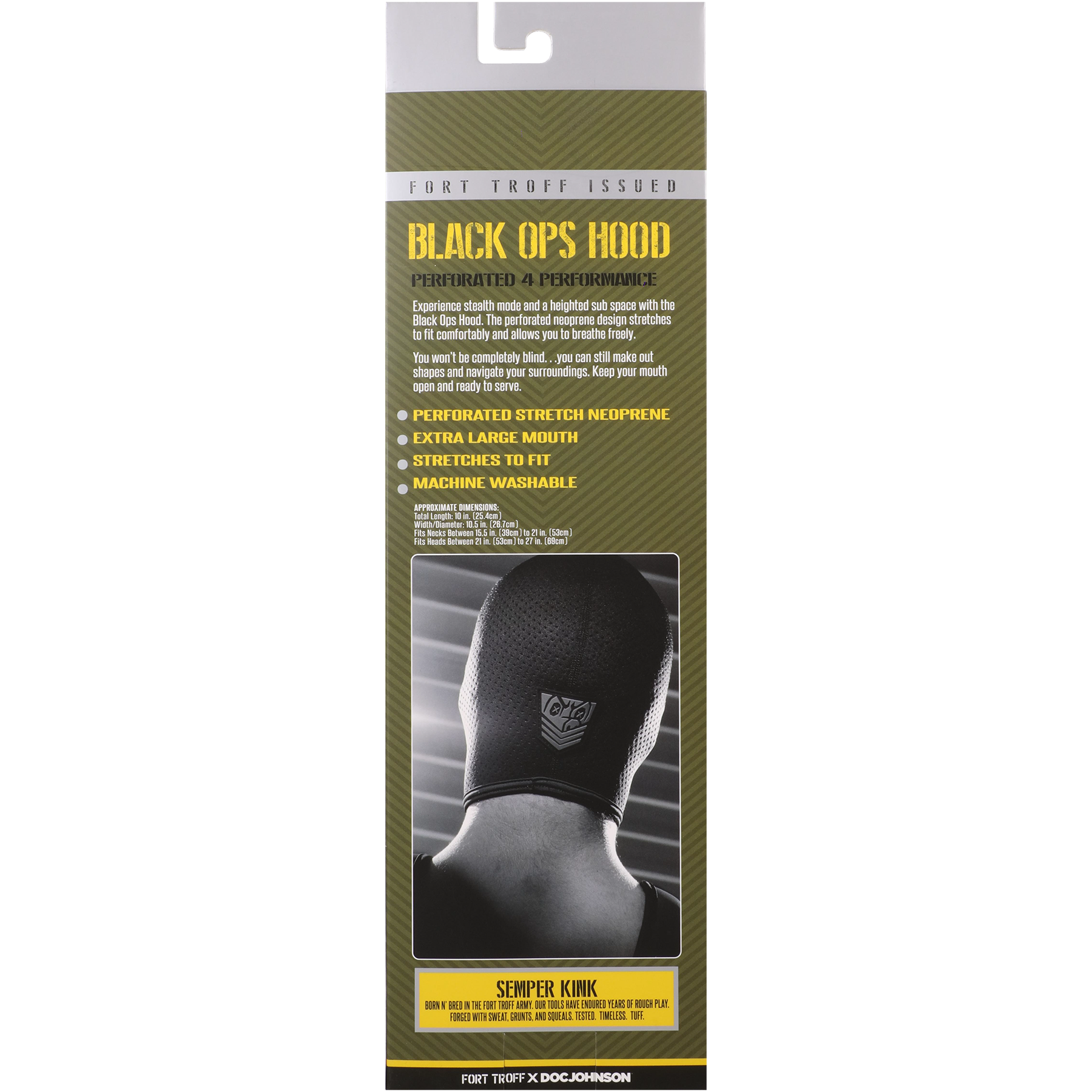 Fort Troff Black Ops Hood - Large - Packaged Image (Rear Facing)
