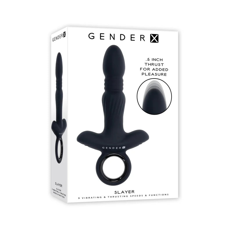 Gender X Slayer Rechargeable Silicone Thrusting Anal Vibrator - Buy At Luxury Toy X - Free 3-Day Shipping