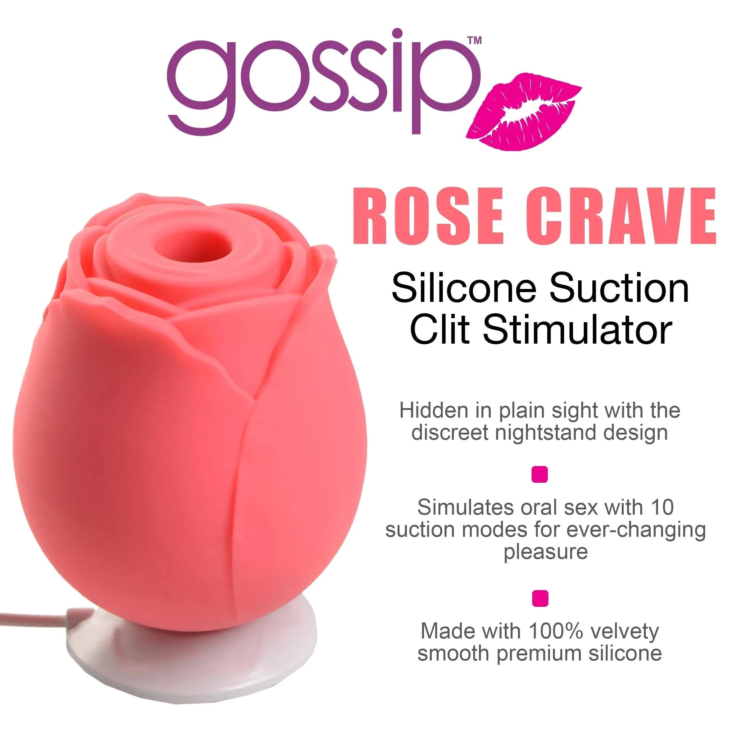Gossip Rose Crave 10X Rechargeable Silicone Clitoral Stimulator - Buy At Luxury Toy X - Free 3-Day Shipping