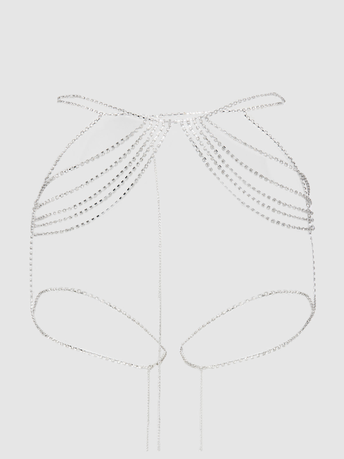 House of Desire Rhinestone Drape Garter Belt - Silver - product view