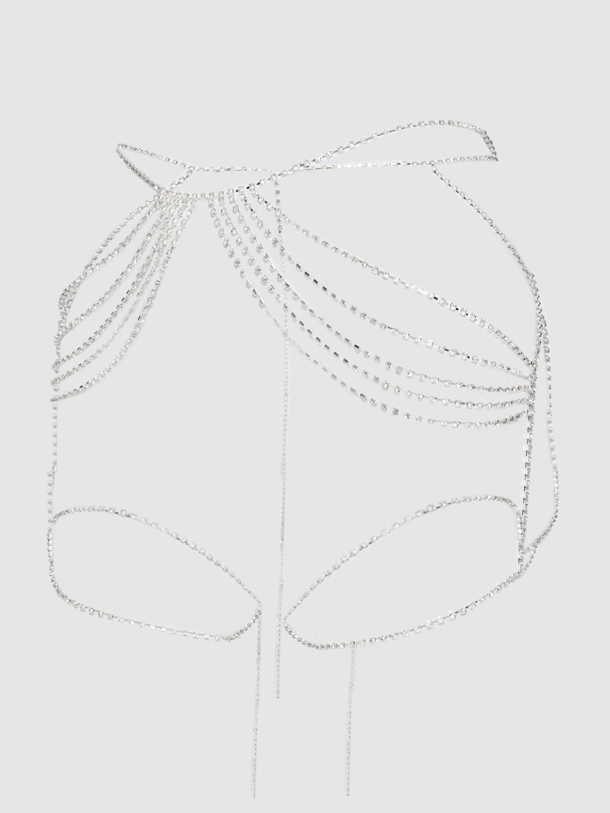 House of Desire Rhinestone Drape Garter Belt - Silver - product view