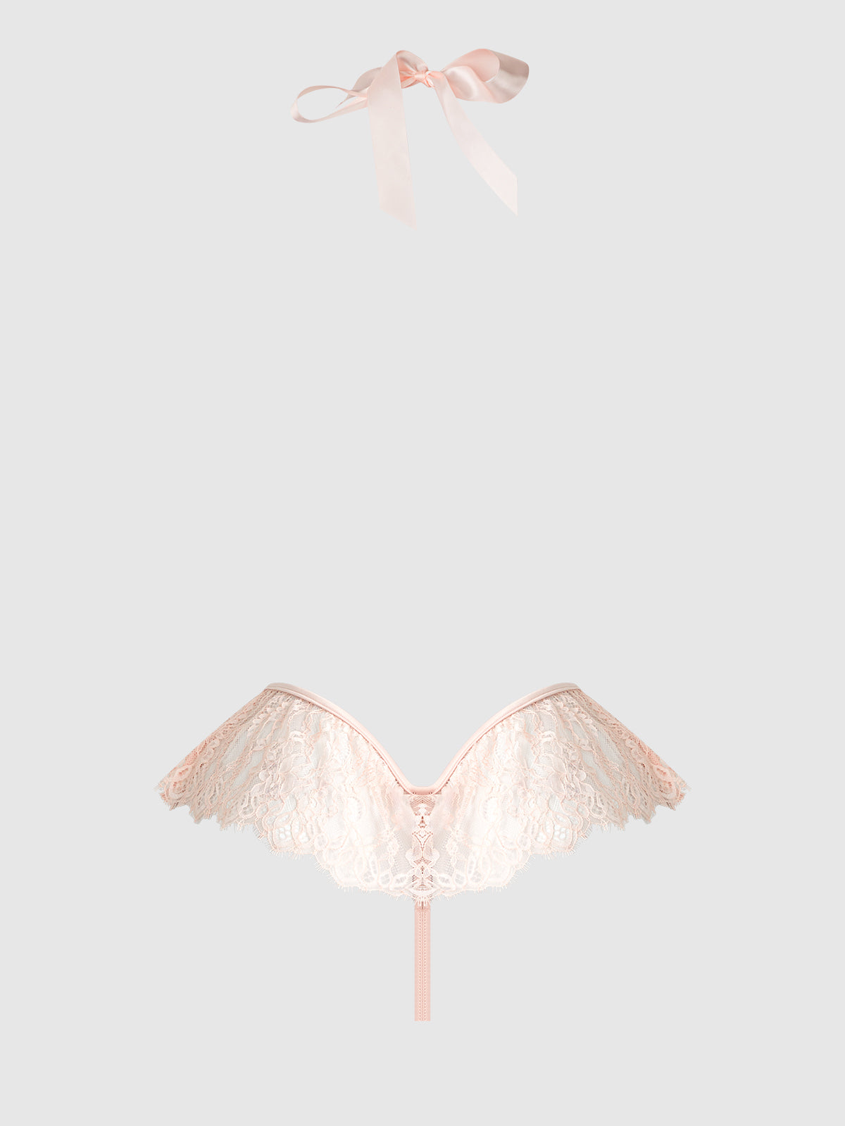 House of Desire Jocelyn Lace & Pearl Crotchless Teddy - Pink - product view