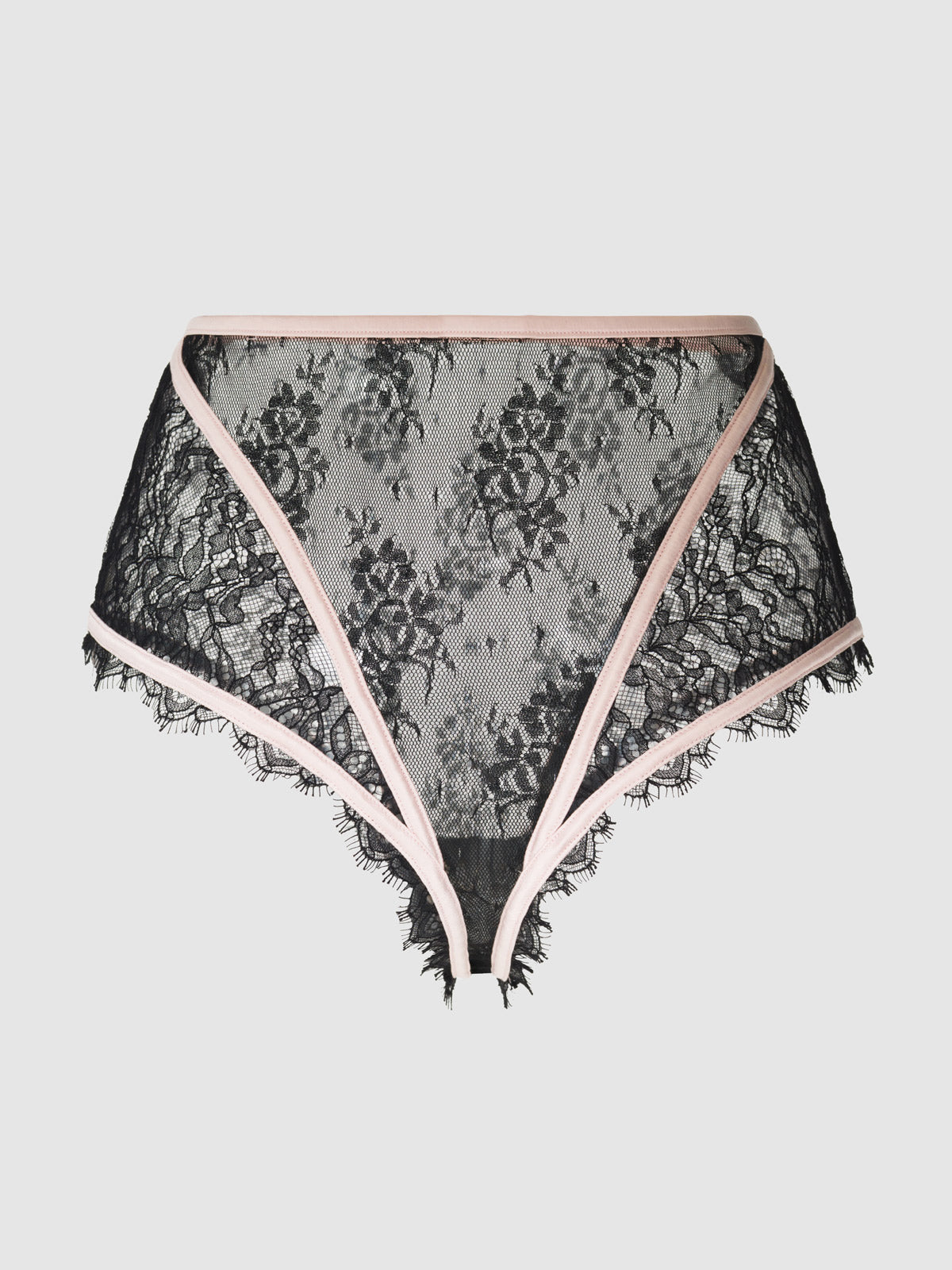 House of Desire Jocelyn Lace & Satin High Waist Cheeky - Multicolor - product view