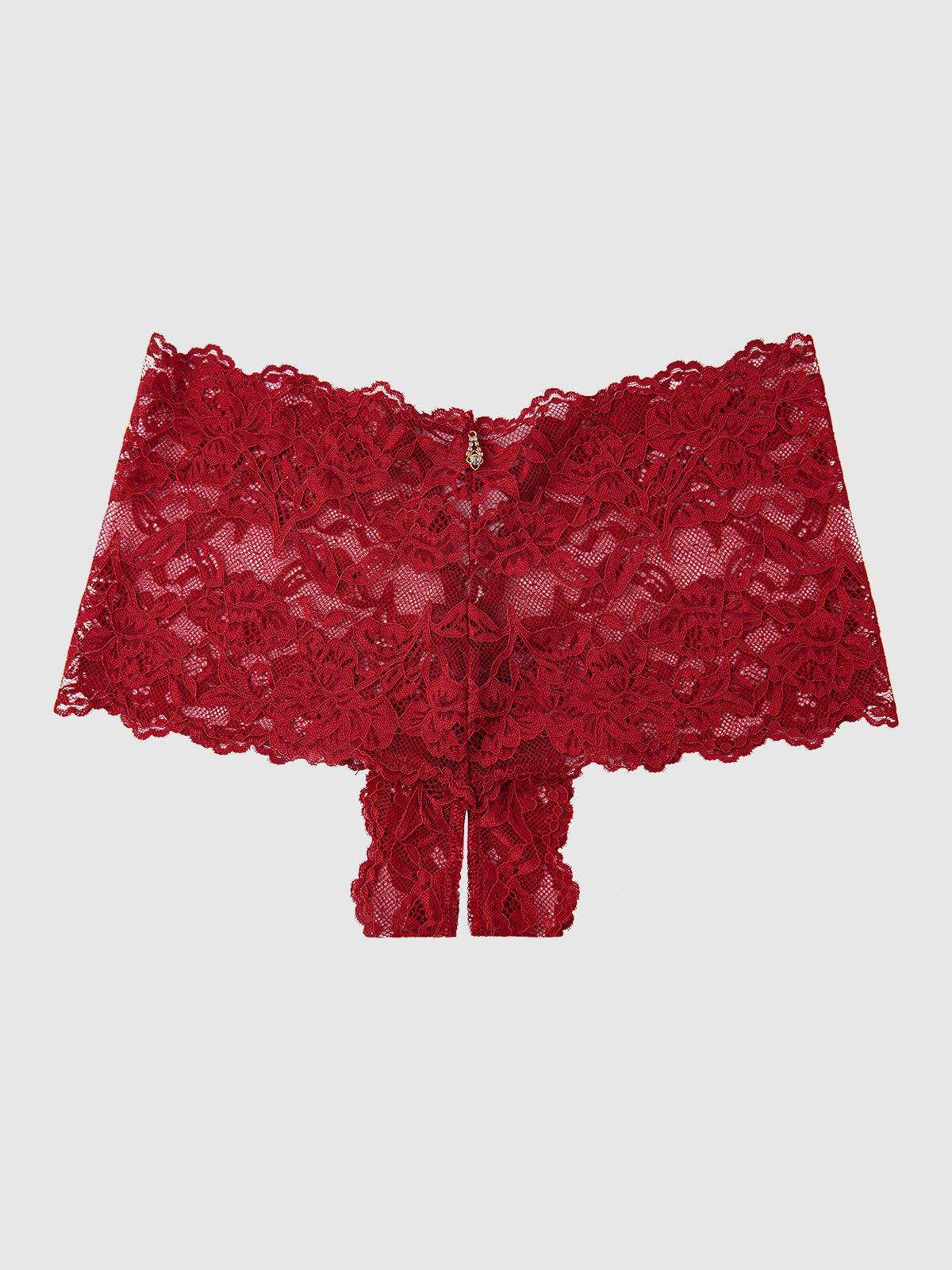 House of Desire Bella Lace Crotchless Cheeky - Red - product view