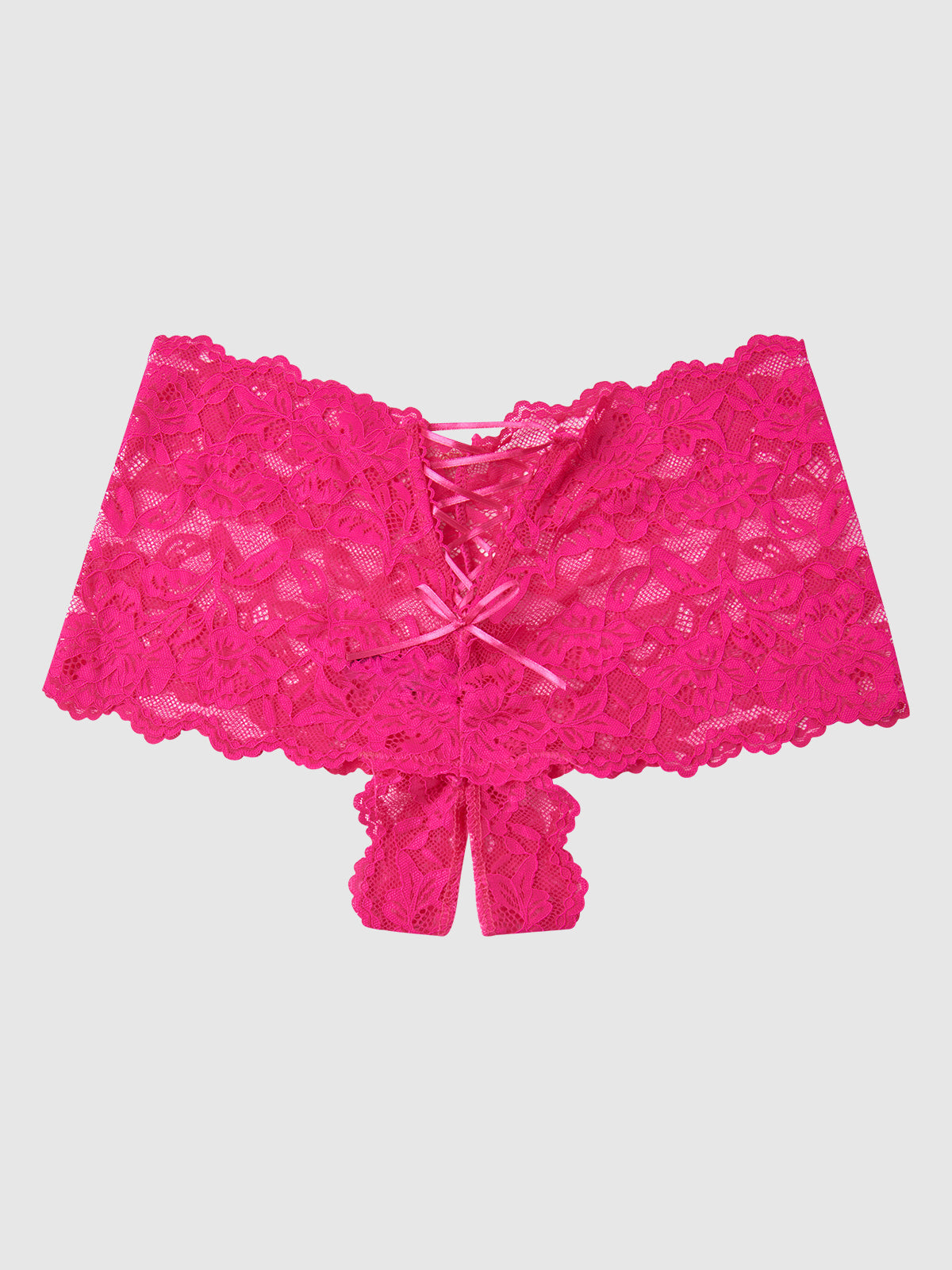 House of Desire Bella Lace Crotchless Cheeky - Pink - product view