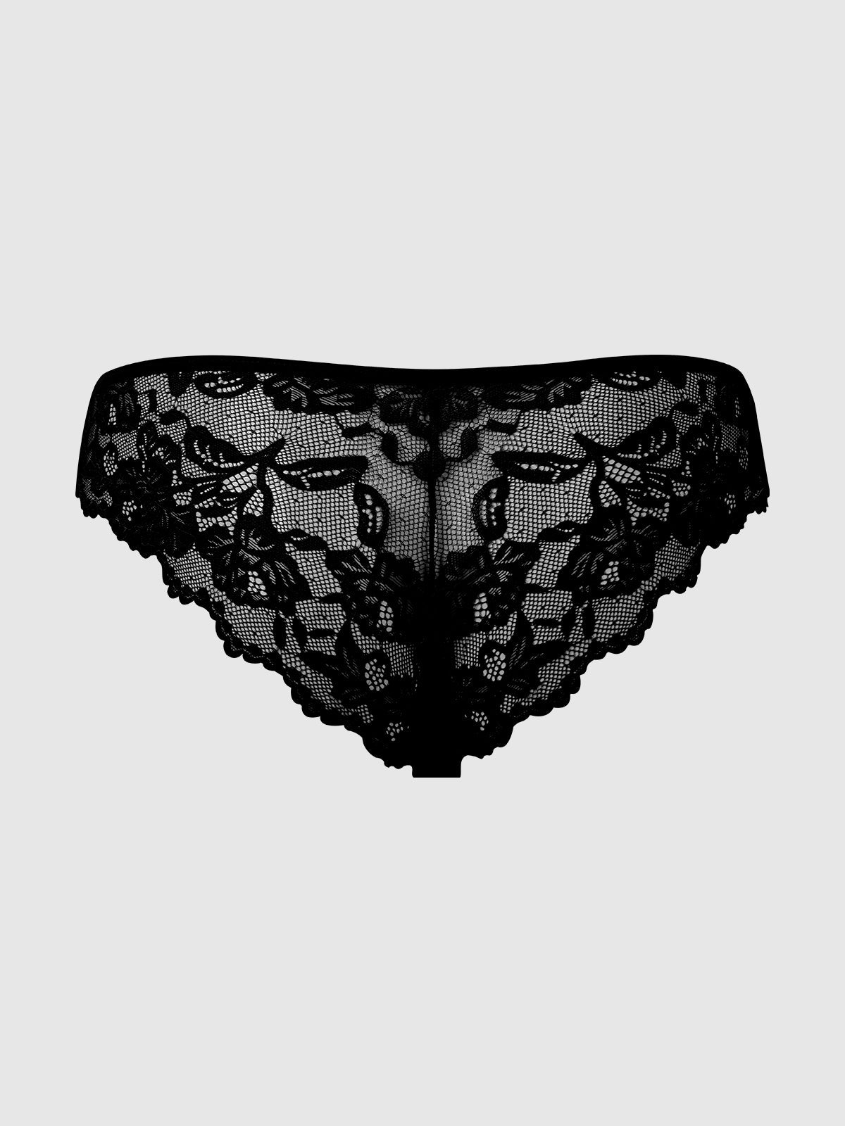 House of Desire Bella Lace Up Front Lace Tanga - Black - product view