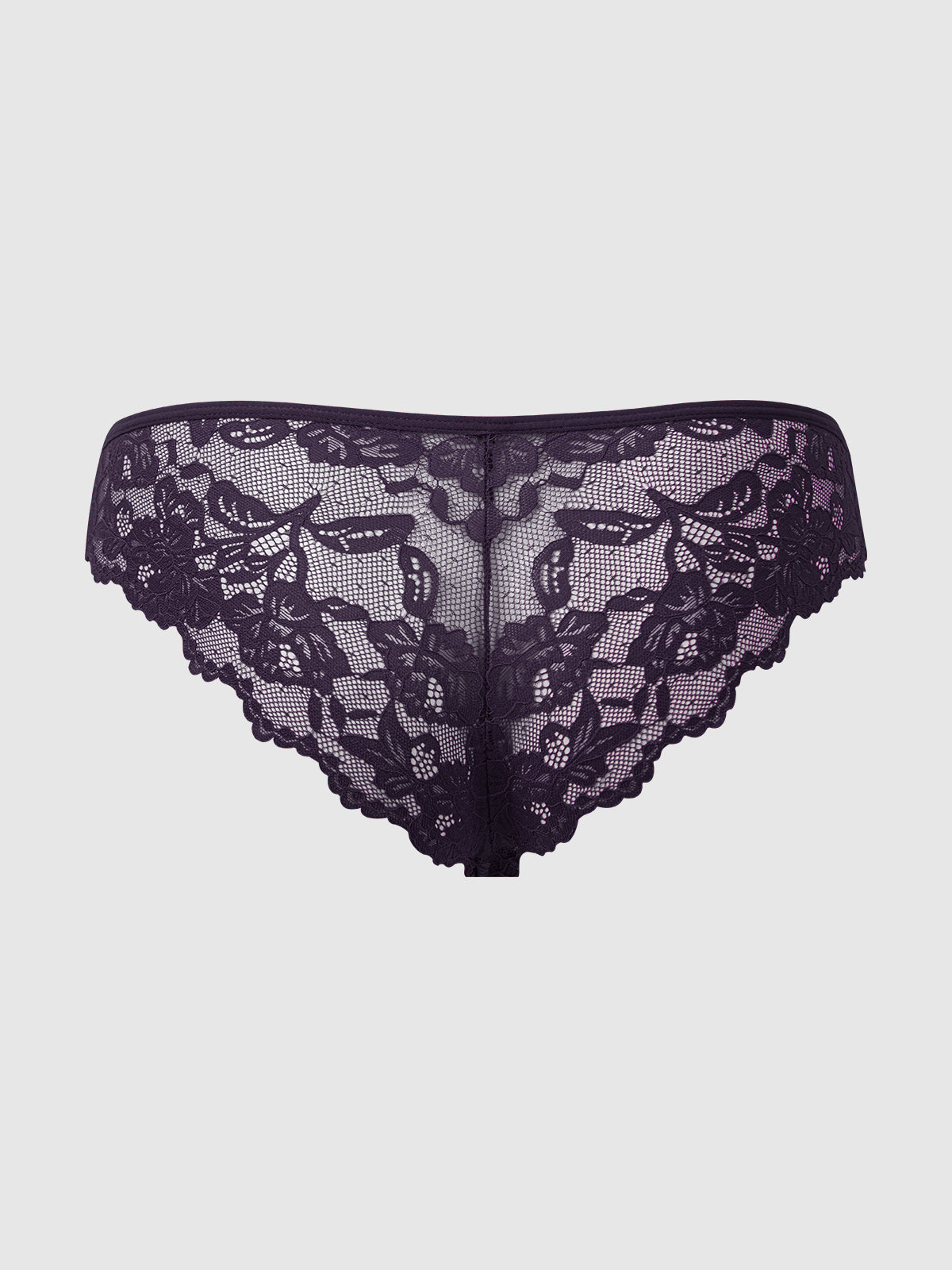 House of Desire Bella Lace Up Front Lace Tanga - Purple - product view