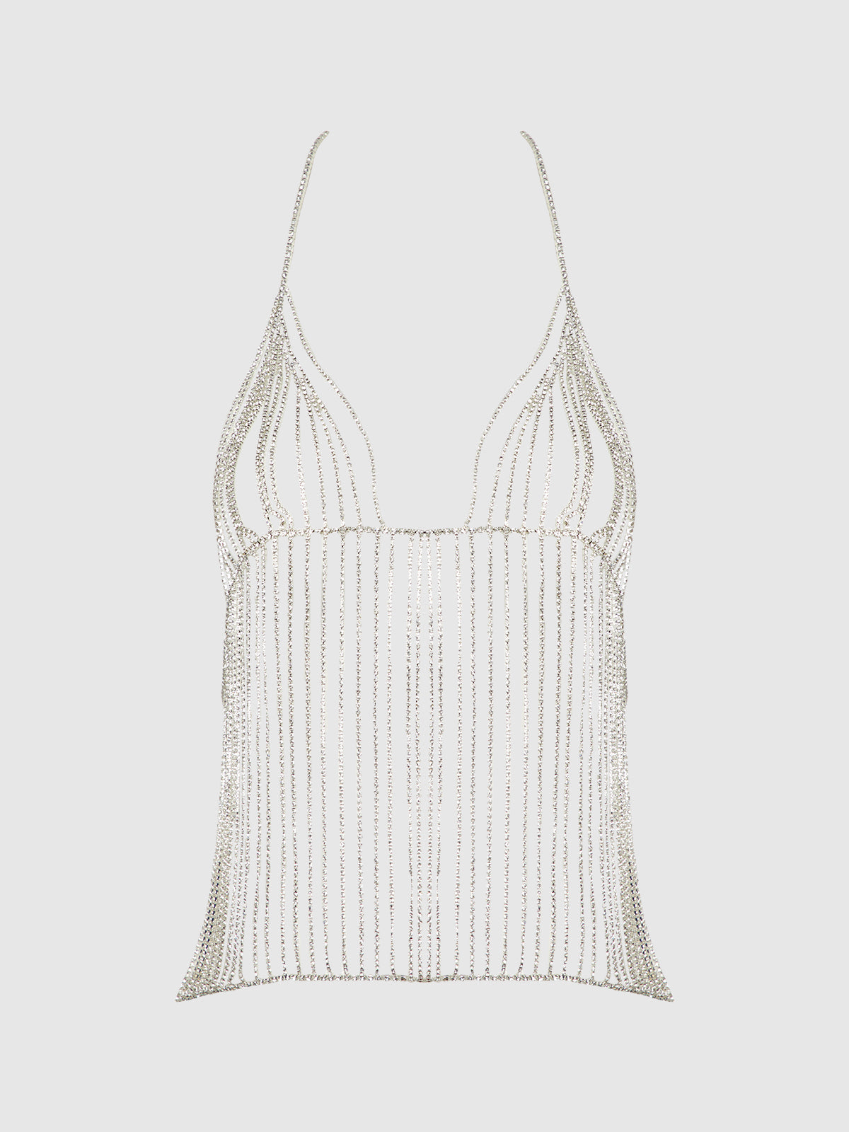 House of Desire Rhinestone Plunge Cami - Silver - product view