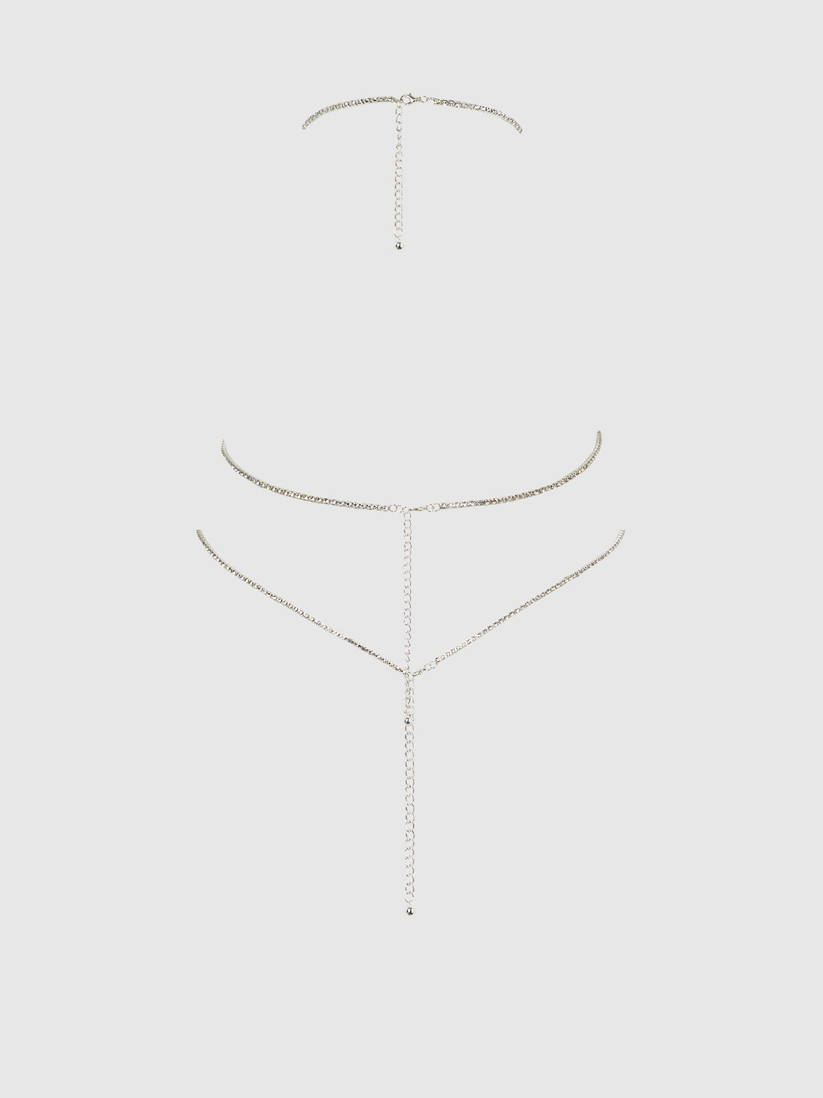 House of Desire Rhinestone Plunge Cami - Silver - product view