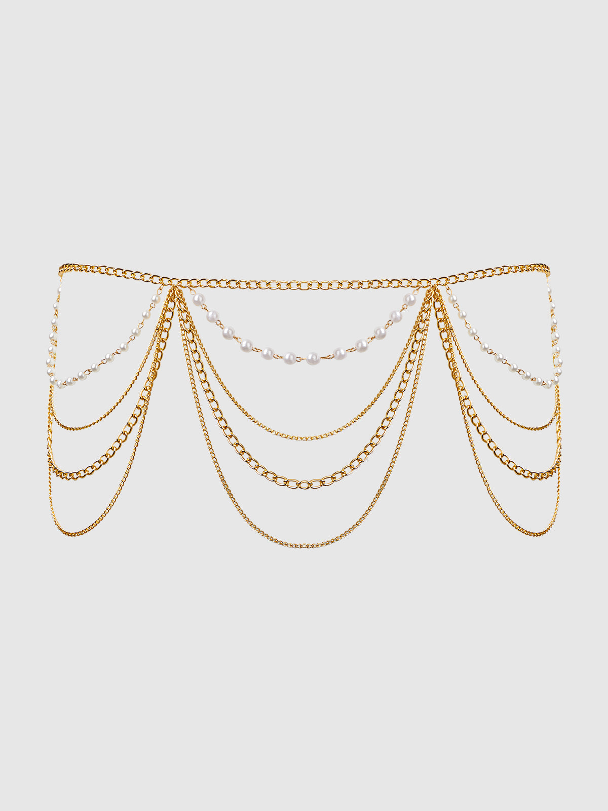 House of Desire Pearl & Chain Draped Garter - Gold - product view
