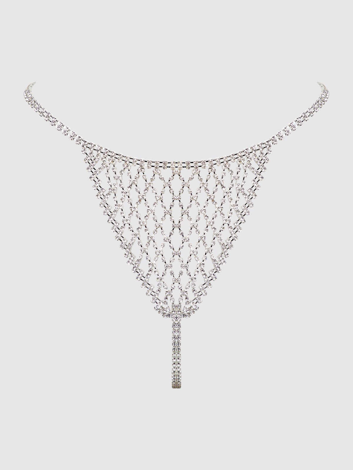 House of Desire Chainmail Rhinestone Thong - Silver - product view