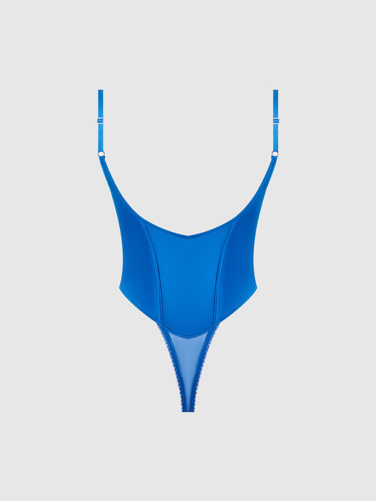 House of Desire Madeline Satin & Lace Push Up Teddy - Blue - product view